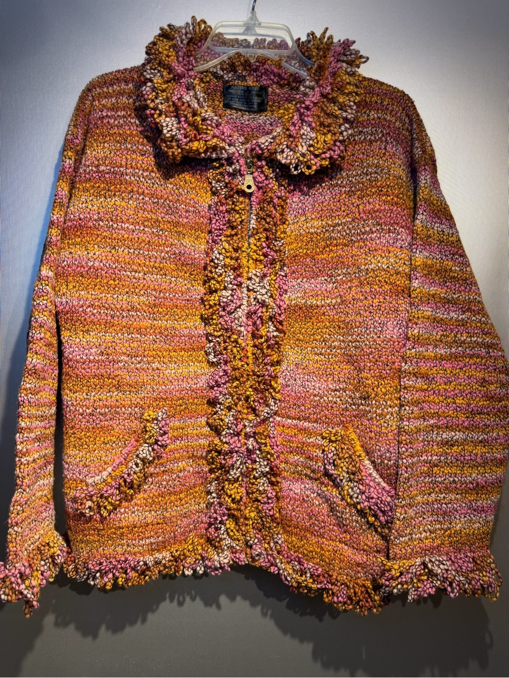 Native Pink & Gold Bouclé Knit Cardigan